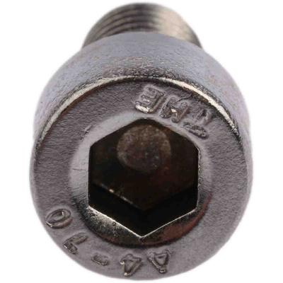 RS PRO Plain Stainless Steel Hex Socket Cap Screw, DIN 912, M8 x 16mm