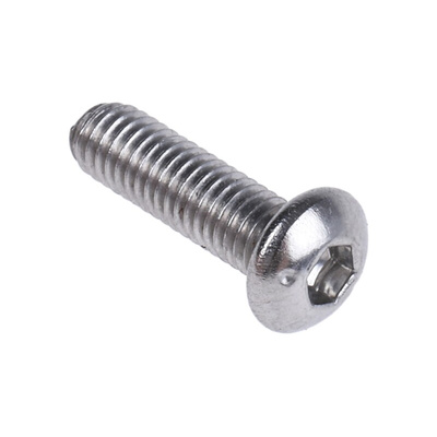 RS PRO Plain Stainless Steel Hex Socket Button Screw, ISO 7380, M3 x 8mm