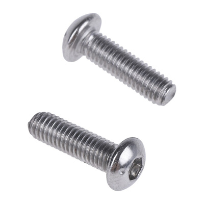 RS PRO Plain Stainless Steel Hex Socket Button Screw, ISO 7380, M3 x 8mm