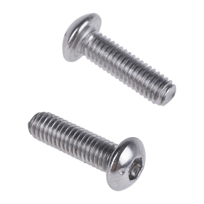 RS PRO Plain Stainless Steel Hex Socket Button Screw, ISO 7380, M3 x 10mm