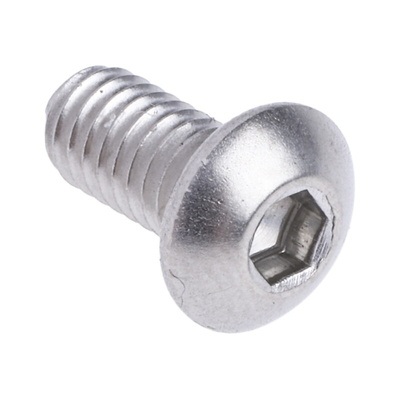 RS PRO Plain Stainless Steel Hex Socket Button Screw, ISO 7380, M4 x 8mm