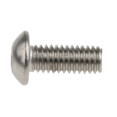 RS PRO Plain Stainless Steel Hex Socket Button Screw, ISO 7380, M4 x 10mm