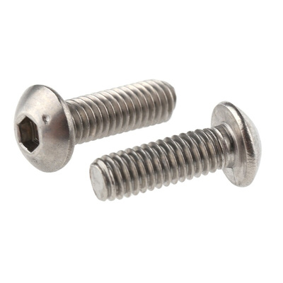 RS PRO Plain Stainless Steel Hex Socket Button Screw, ISO 7380, M4 x 12mm