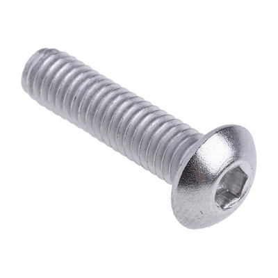 RS PRO Plain Stainless Steel Hex Socket Button Screw, ISO 7380, M4 x 16mm