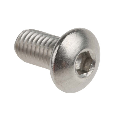 RS PRO Plain Stainless Steel Hex Socket Button Screw, ISO 7380, M5 x 10mm