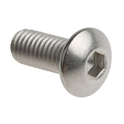 RS PRO Plain Stainless Steel Hex Socket Button Screw, ISO 7380, M5 x 12mm