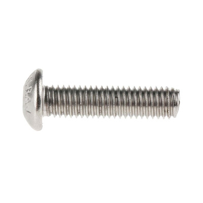 RS PRO Plain Stainless Steel Hex Socket Button Screw, ISO 7380, M5 x 20mm