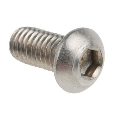 RS PRO Plain Stainless Steel Hex Socket Button Screw, ISO 7380, M6 x 12mm