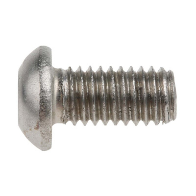 RS PRO Plain Stainless Steel Hex Socket Button Screw, ISO 7380, M6 x 12mm