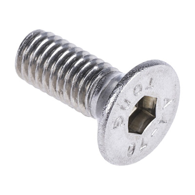 RS PRO Plain Stainless Steel Hex Socket Countersunk Screw, DIN 7991, M6 x 16mm