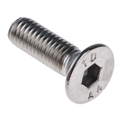 RS PRO Plain Stainless Steel Hex Socket Countersunk Screw, DIN 7991, M6 x 20mm