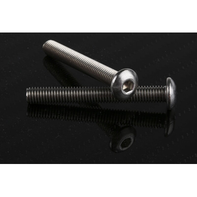 RS PRO Plain Stainless Steel Hex Socket Button Screw, ISO 7380, M5 x 40mm