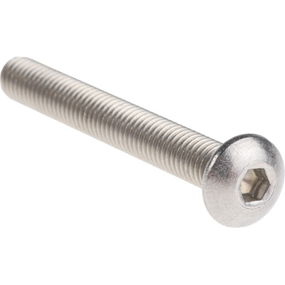 RS PRO Plain Stainless Steel Hex Socket Button Screw, ISO 7380, M5 x 40mm