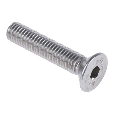 RS PRO Plain Stainless Steel Hex Socket Countersunk Screw, DIN 7991, M8 x 40mm