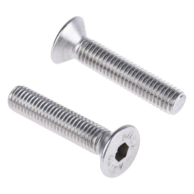 RS PRO Plain Stainless Steel Hex Socket Countersunk Screw, DIN 7991, M8 x 40mm