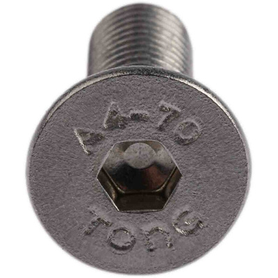 RS PRO Plain Stainless Steel Hex Socket Countersunk Screw, DIN 7991, M8 x 25mm