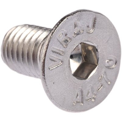 RS PRO Plain Stainless Steel Hex Socket Countersunk Screw, DIN 7991, M8 x 16mm