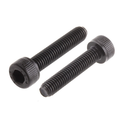 RS PRO M5 x 25mm Hex Socket Cap Screw Black, Self-Colour Steel