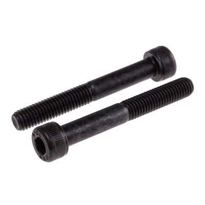 RS PRO M8 x 60mm Hex Socket Cap Screw Black, Self-Colour Steel