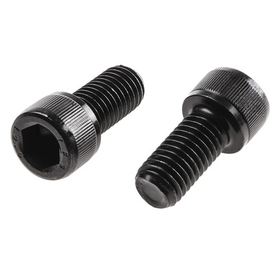 RS PRO M12 x 25mm Hex Socket Cap Screw Black, Self-Colour Steel