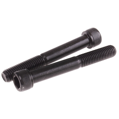 RS PRO M12 x 90mm Hex Socket Cap Screw Black, Self-Colour Steel