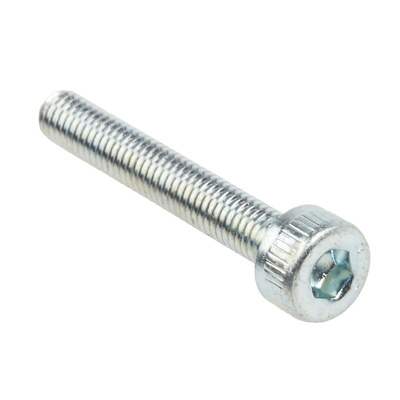 RS PRO Bright Zinc Plated Steel Hex Socket Cap Screw, DIN 912, M3 x 20mm