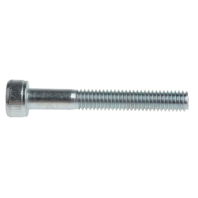 RS PRO Bright Zinc Plated Steel Hex Socket Cap Screw, DIN 912, M4 x 30mm