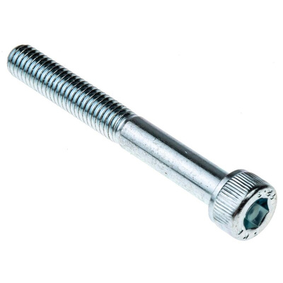 RS PRO Bright Zinc Plated Steel Hex Socket Cap Screw, DIN 912, M6 x 50mm