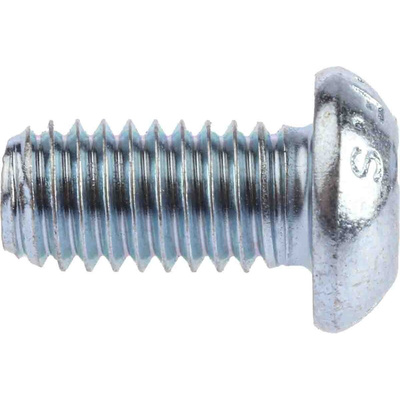 RS PRO Bright Zinc Plated Steel Hex Socket Button Screw, ISO 7380, M6 x 12mm