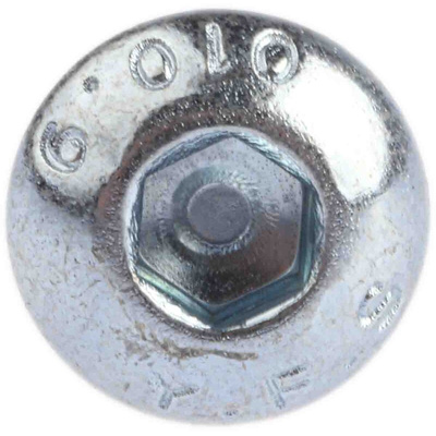 RS PRO Bright Zinc Plated Steel Hex Socket Button Screw, ISO 7380, M6 x 12mm