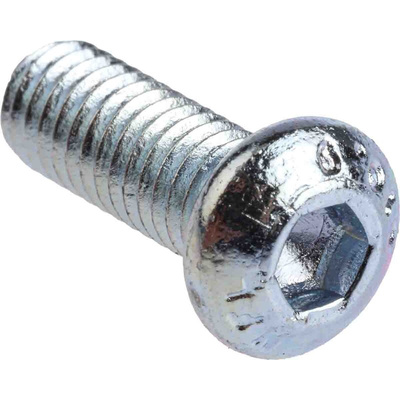 RS PRO Bright Zinc Plated Steel Hex Socket Button Screw, ISO 7380, M6 x 16mm