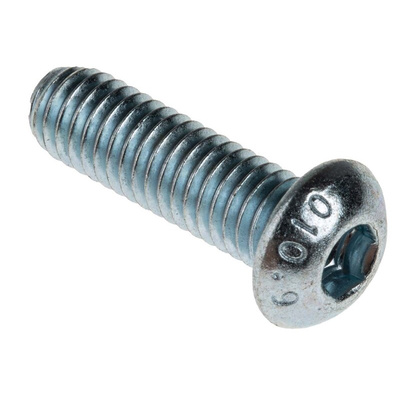 RS PRO Bright Zinc Plated Steel Hex Socket Button Screw, ISO 7380, M6 x 20mm