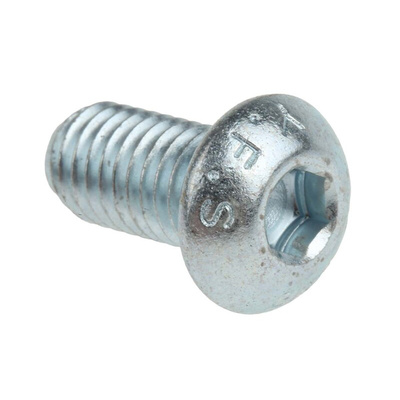 RS PRO Bright Zinc Plated Steel Hex Socket Button Screw, ISO 7380, M8 x 16mm