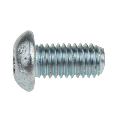 RS PRO Bright Zinc Plated Steel Hex Socket Button Screw, ISO 7380, M8 x 16mm