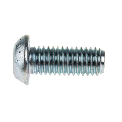 RS PRO Bright Zinc Plated Steel Hex Socket Button Screw, ISO 7380, M8 x 20mm