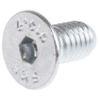RS PRO M5 x 10mm Hex Socket Countersunk Screw Bright Zinc Plated Steel