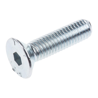 RS PRO M5 x 20mm Hex Socket Countersunk Screw Bright Zinc Plated Steel