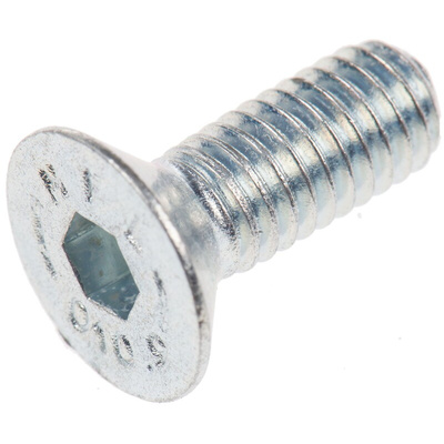 RS PRO M6 x 16mm Hex Socket Countersunk Screw Bright Zinc Plated Steel