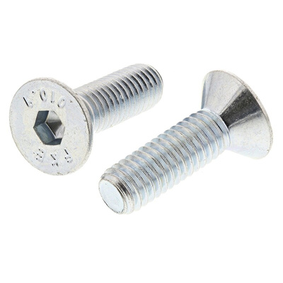 RS PRO M6 x 20mm Hex Socket Countersunk Screw Bright Zinc Plated Steel