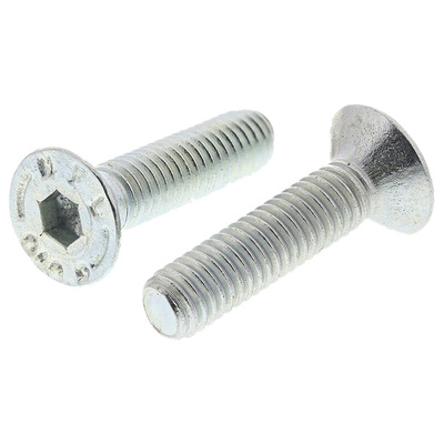 RS PRO M6 x 25mm Hex Socket Countersunk Screw Bright Zinc Plated Steel