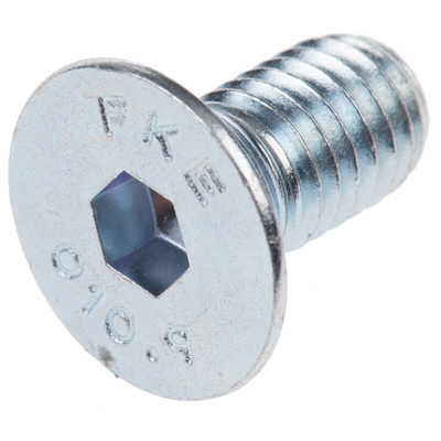 RS PRO M8 x 16mm Hex Socket Countersunk Screw Bright Zinc Plated Steel