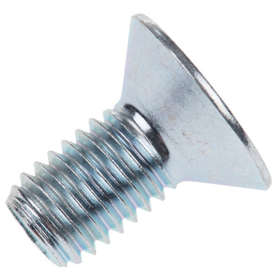 RS PRO M8 x 16mm Hex Socket Countersunk Screw Bright Zinc Plated Steel