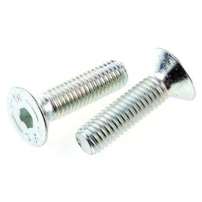 RS PRO M8 x 30mm Hex Socket Countersunk Screw Bright Zinc Plated Steel