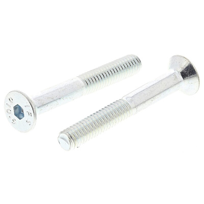 RS PRO M4 x 30mm Hex Socket Countersunk Screw Bright Zinc Plated Steel