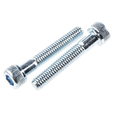 RS PRO Bright Zinc Plated Steel Hex Socket Cap Screw, DIN 912, M6 x 35mm