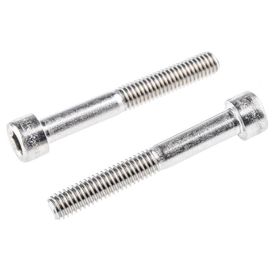 RS PRO Plain Stainless Steel Hex Socket Cap Screw, DIN 912, M6 x 45mm