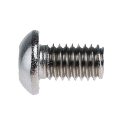RS PRO Plain Stainless Steel Hex Socket Button Screw, ISO 7380, M6 x 10mm