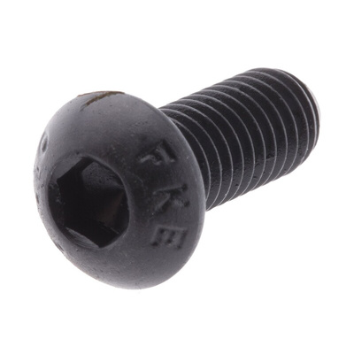 RS PRO Black, Self-Colour Steel Hex Socket Button Screw, ISO 7380, M6 x 15mm