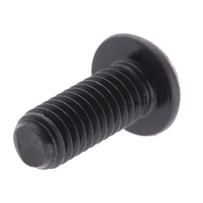 RS PRO Black, Self-Colour Steel Hex Socket Button Screw, ISO 7380, M6 x 15mm