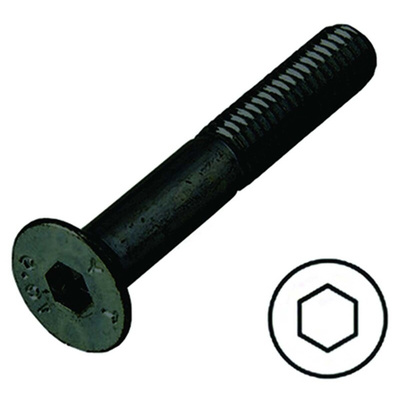 RS PRO Black, Self-Colour Steel Hex Socket Countersunk Screw, DIN 7991, M6 x 50mm